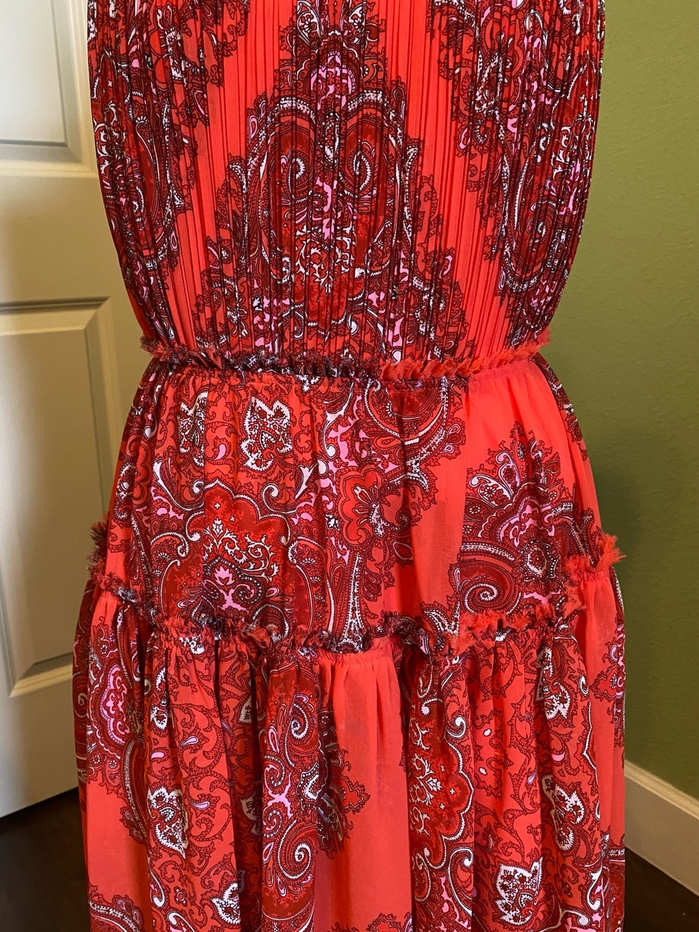 Banana Republic Orange Red Paisley Maxi Dress - Picture 4 of 7